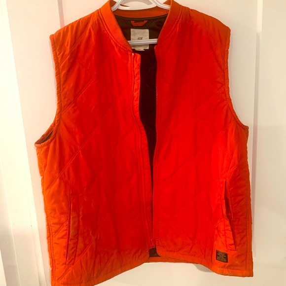 H&M Orange Puffer Vest Lightweight Sz XL - Picture 1 of 6